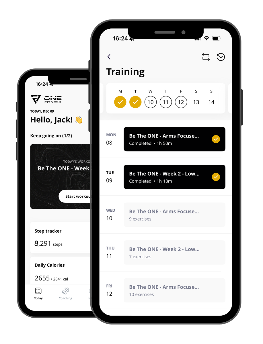 ONE Fitness app: personalised training plan